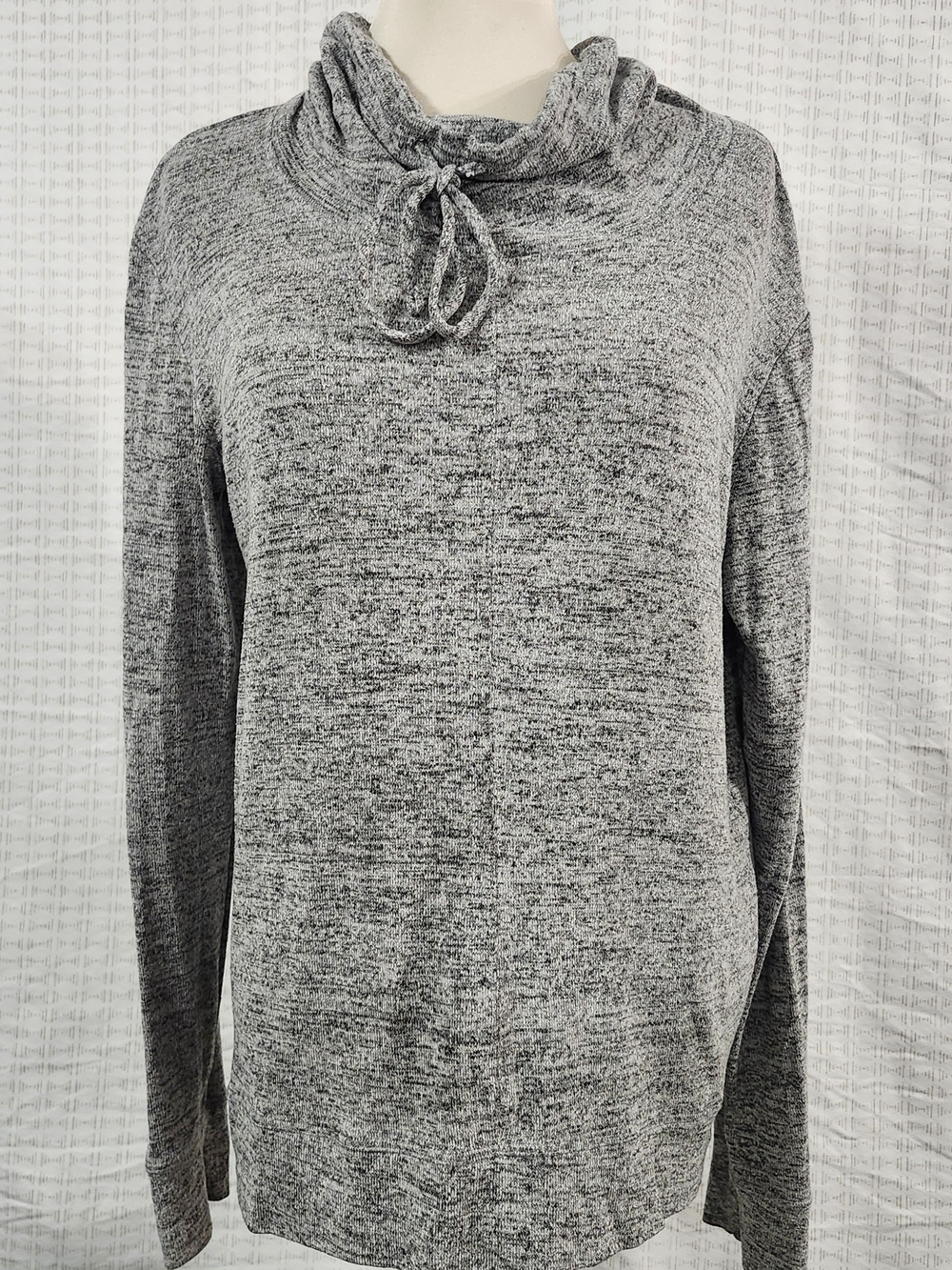 Cozy Heather Gray Cowl-Neck Drawstring Hoodie